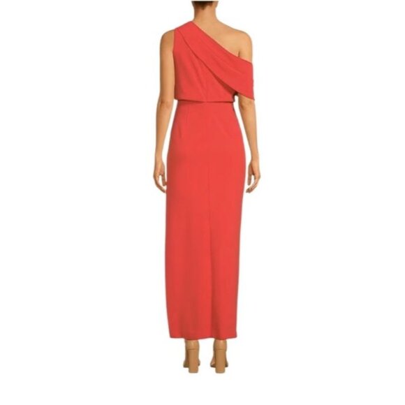 Belle Badgley Mischka Raya One Shoulder Draped Side Slit Maxi Dress Size 6 - Picture 12 of 12